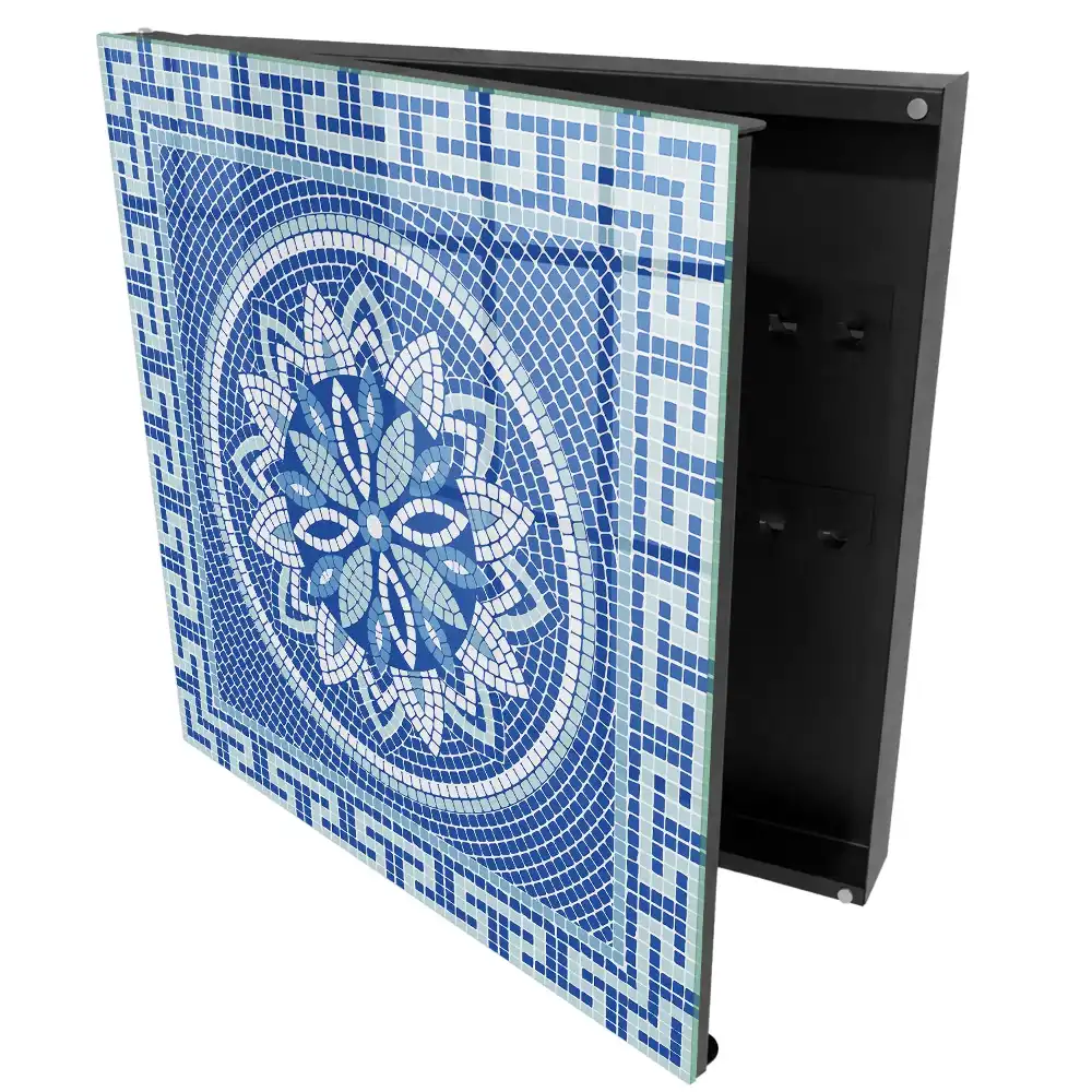 Armoire à clés mosaïque géométrique à motif floral