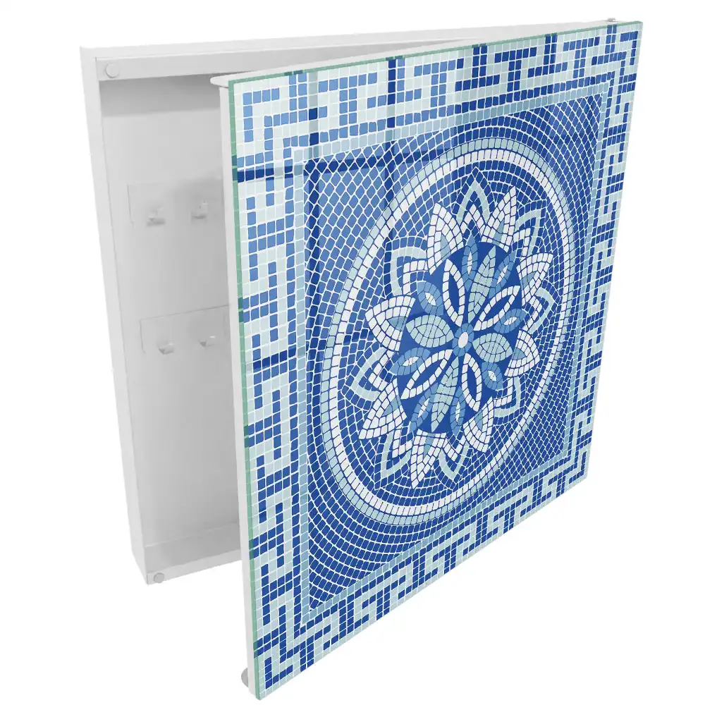 Armoire à clés mosaïque géométrique à motif floral