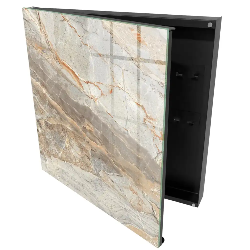 Armoire à clés motifs gris beige à effet marbre