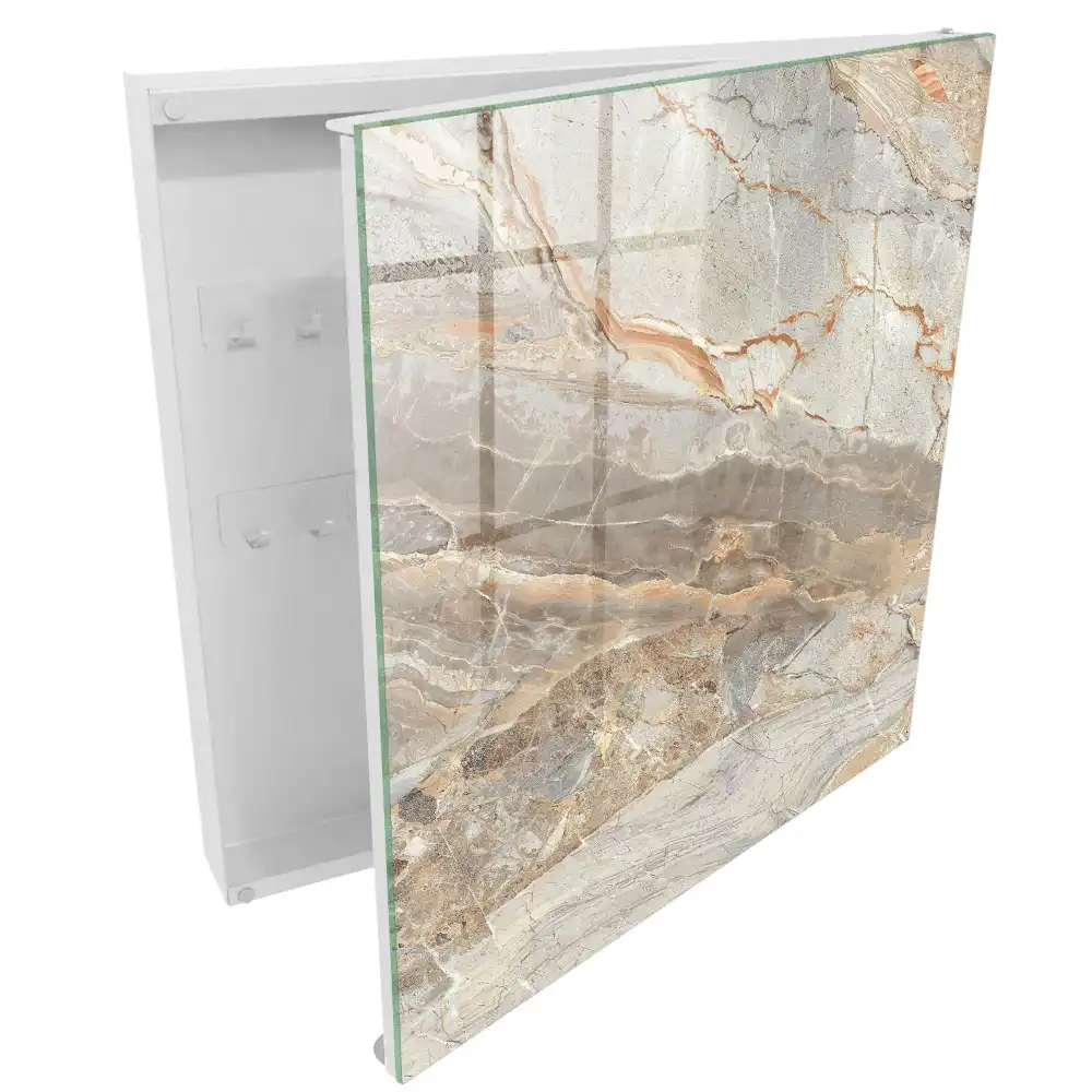 Armoire à clés motifs gris beige à effet marbre