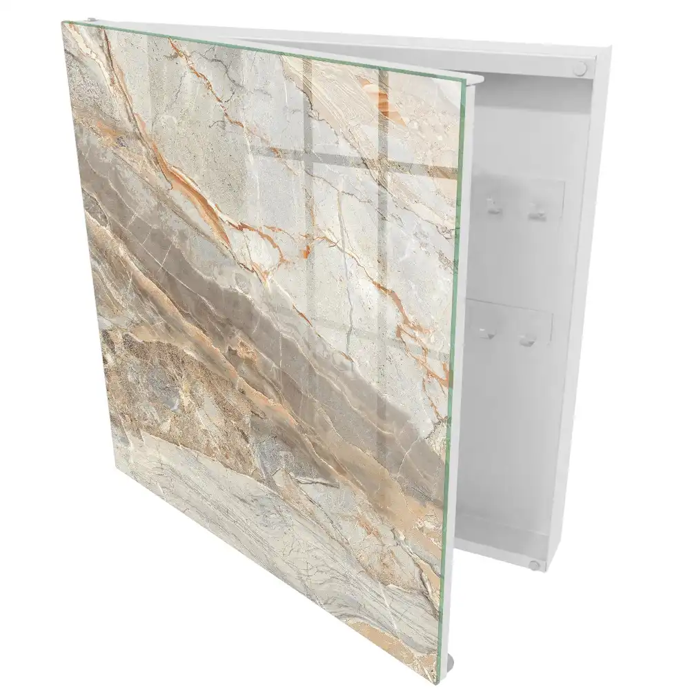 Armoire à clés motifs gris beige à effet marbre
