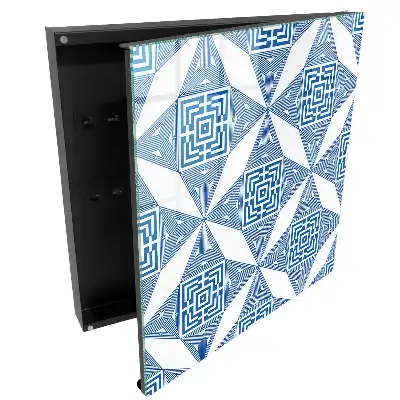 Armoire à clés motif géométrique à carrés bleus