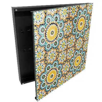 Boîte à clés murale composition colorée avec des motifs géométriques