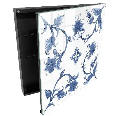 Boîte à clés gracieuses fleurs bleues sur fond blanc