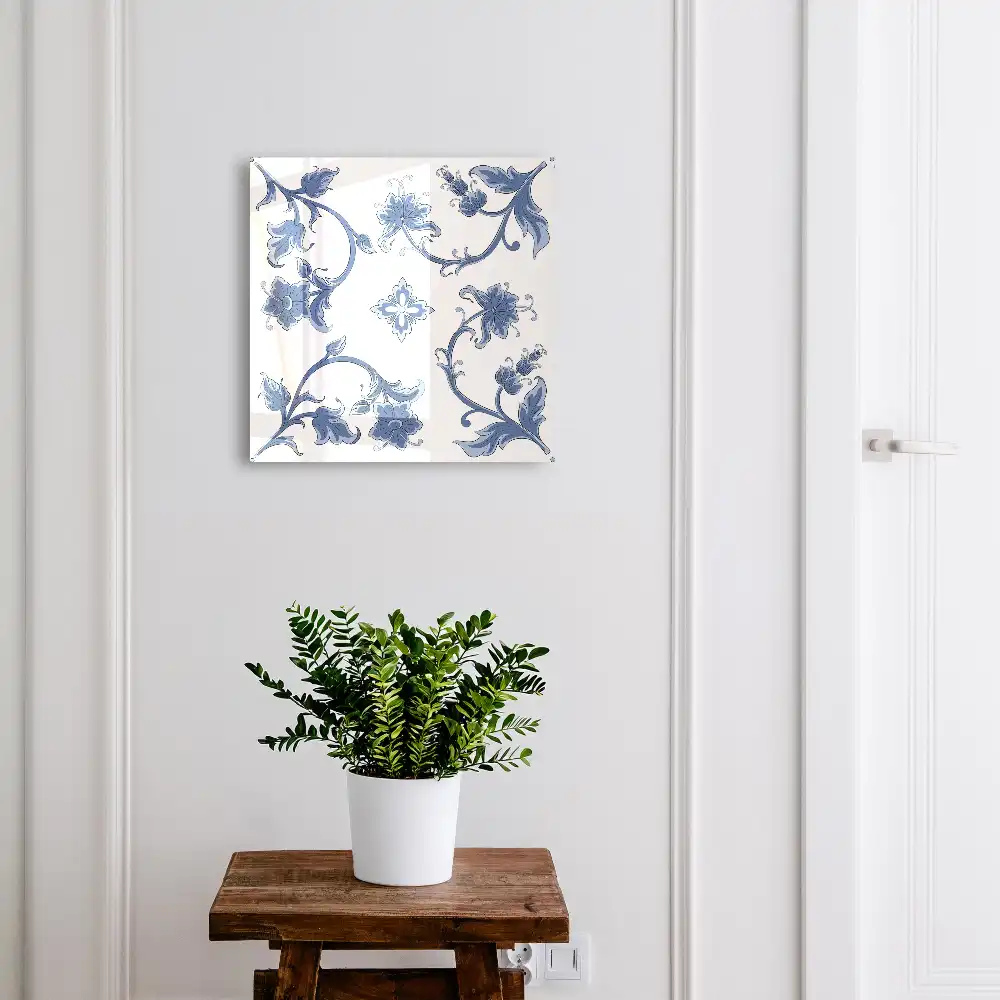 Boîte à clés gracieuses fleurs bleues sur fond blanc