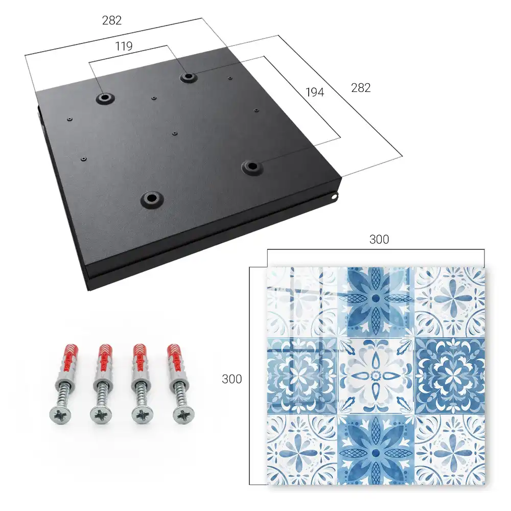 Boîte à clés murale motifs de carreaux bleus et blancs