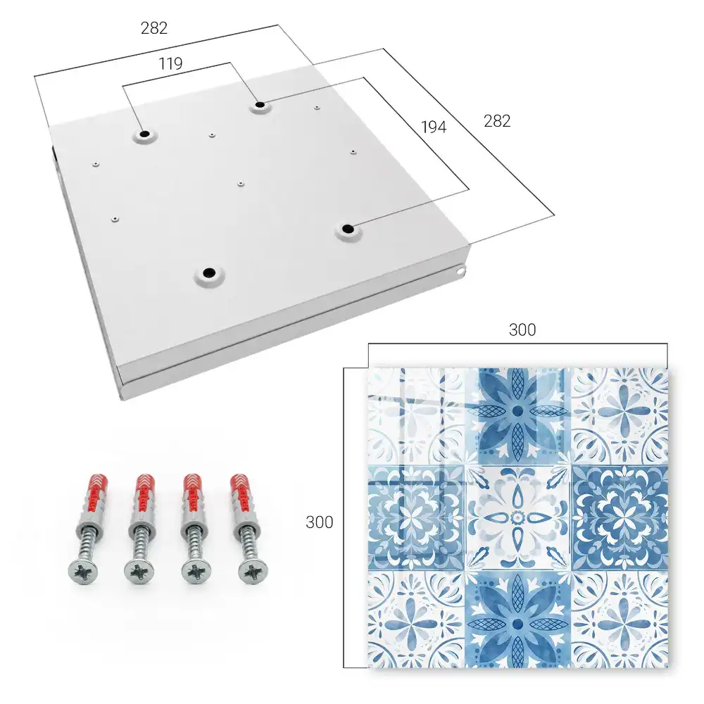 Boîte à clés murale motifs de carreaux bleus et blancs