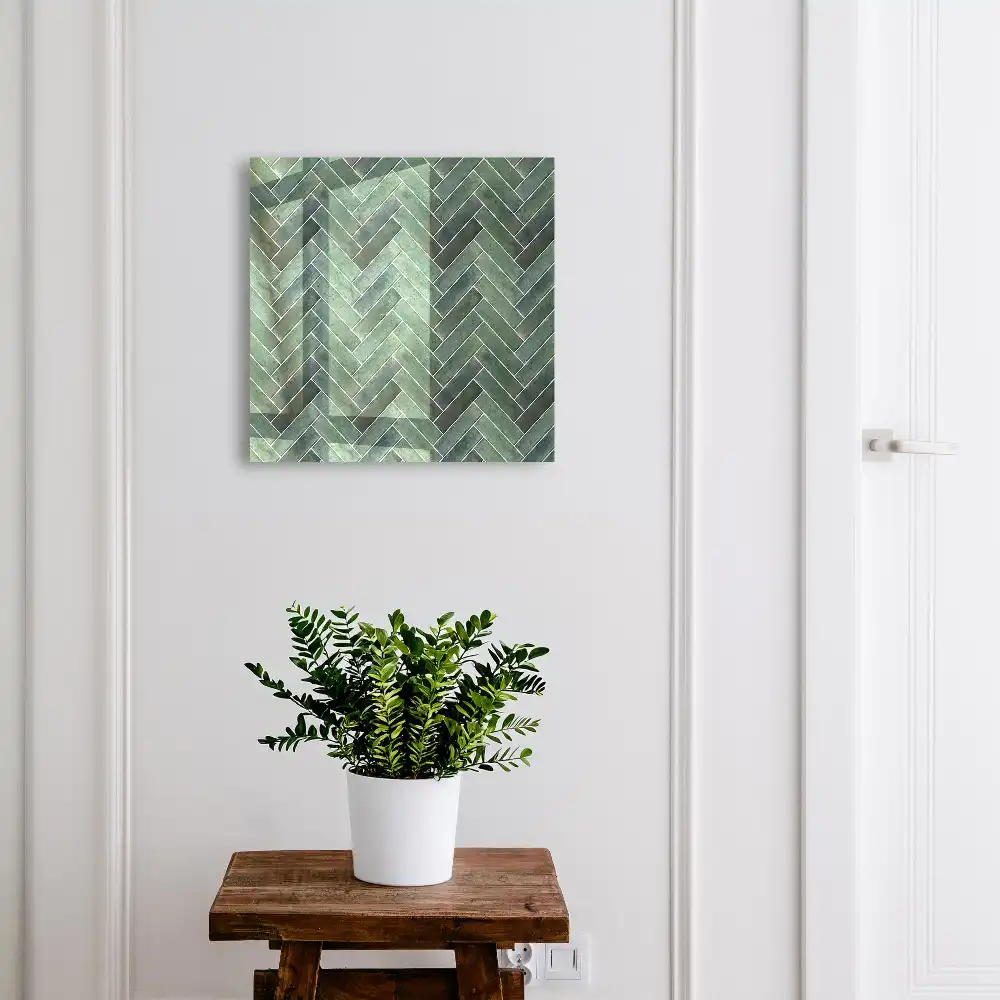 Boîte à clés charme naturel à motif à chevrons verts
