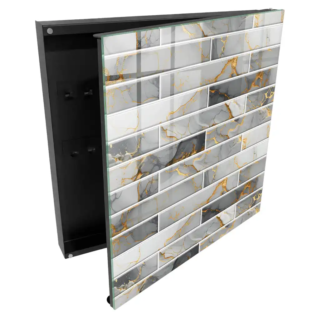 Armoire à clés marbre élégant veiné de gris