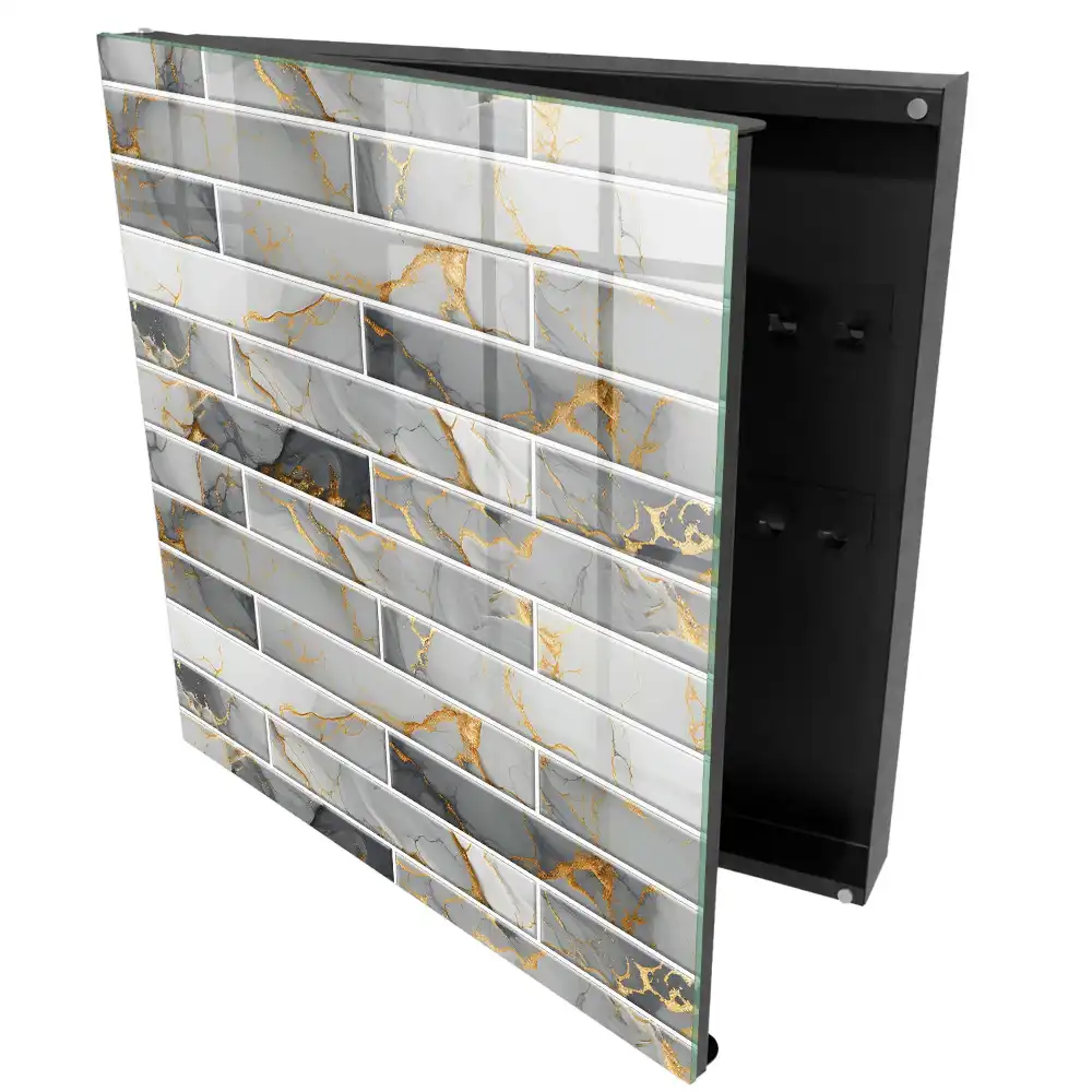 Armoire à clés marbre élégant veiné de gris