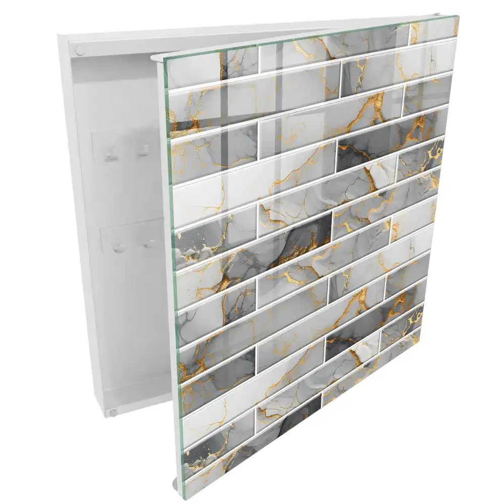 Armoire à clés marbre élégant veiné de gris