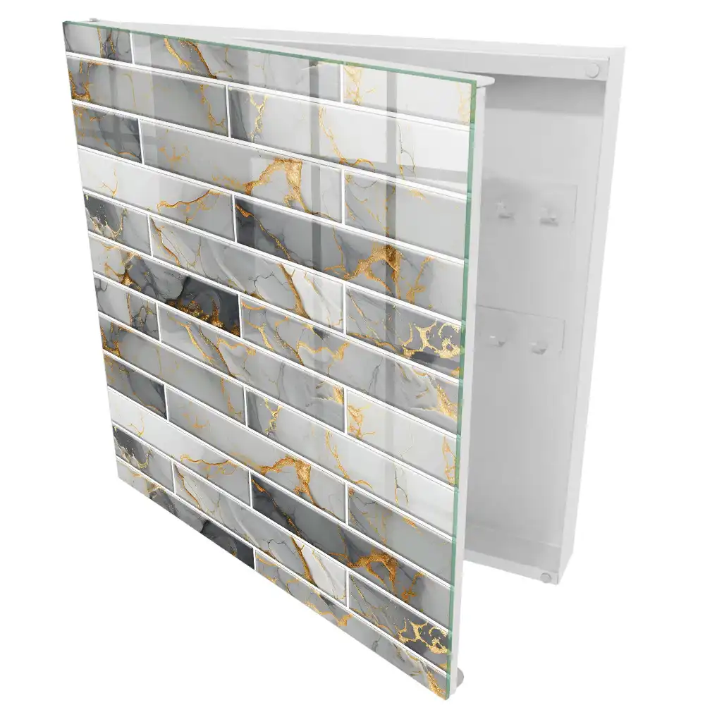 Armoire à clés marbre élégant veiné de gris