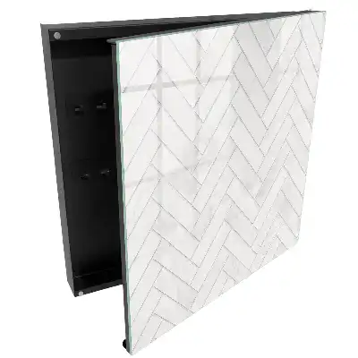 Armoire à clés motif à chevrons élégant avec accent marbré