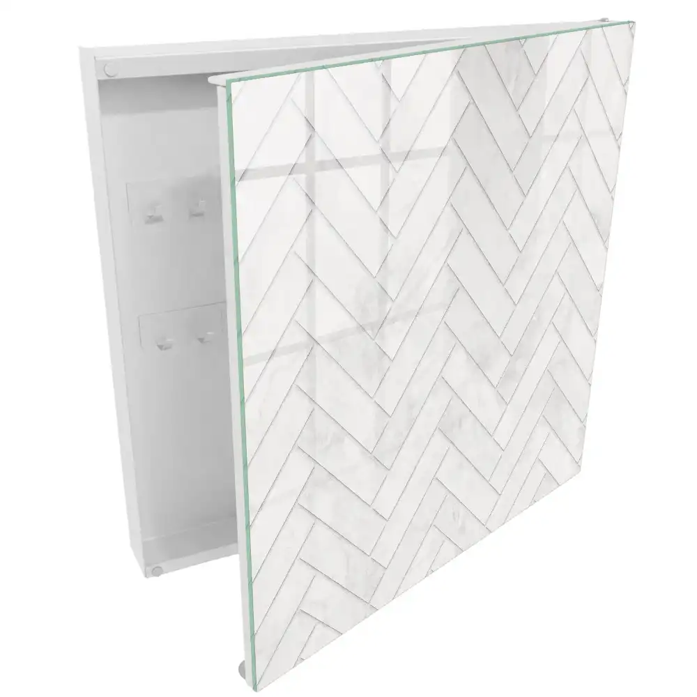Armoire à clés motif à chevrons élégant avec accent marbré