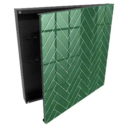 Boîte à clés murale le motif à chevrons verts confère à l'espace une élégance certaine.