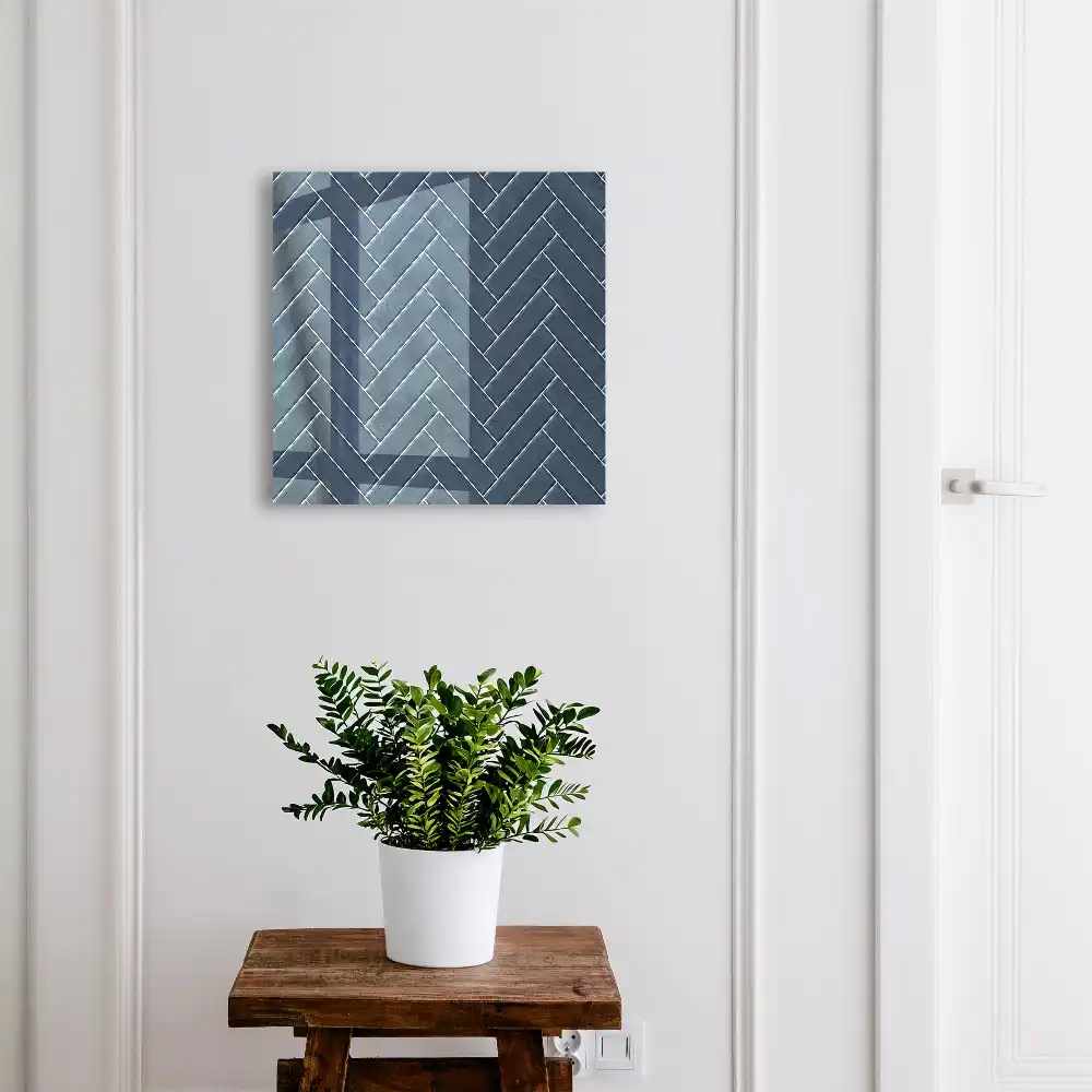 Boîte à clés élégant motif à chevrons bleu marine