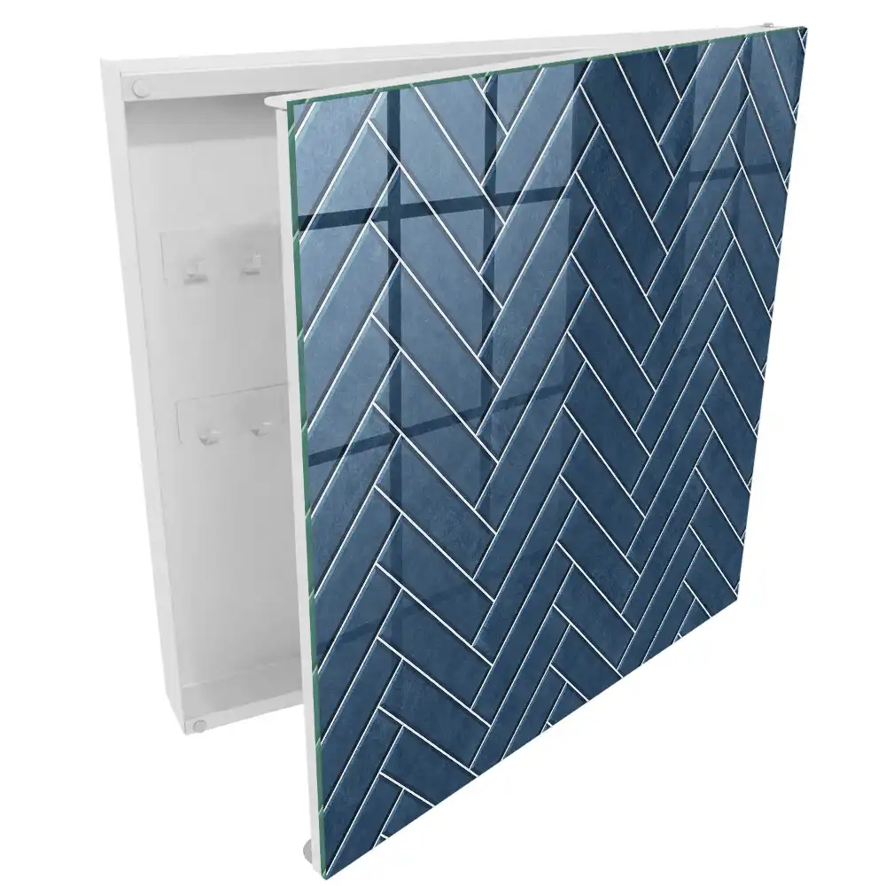 Boîte à clés élégant motif à chevrons bleu marine