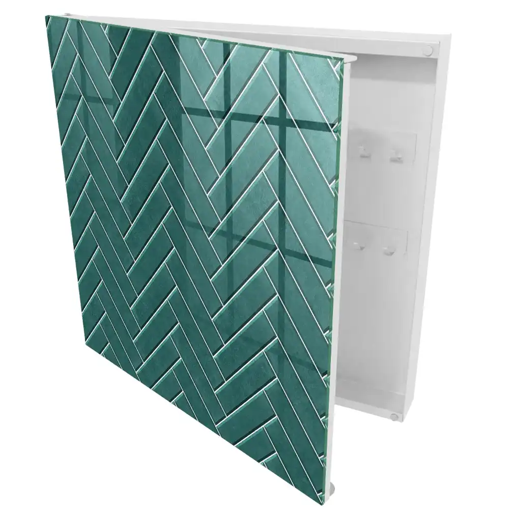 Armoire à clés un motif à chevrons phénoménal de couleur turquoise