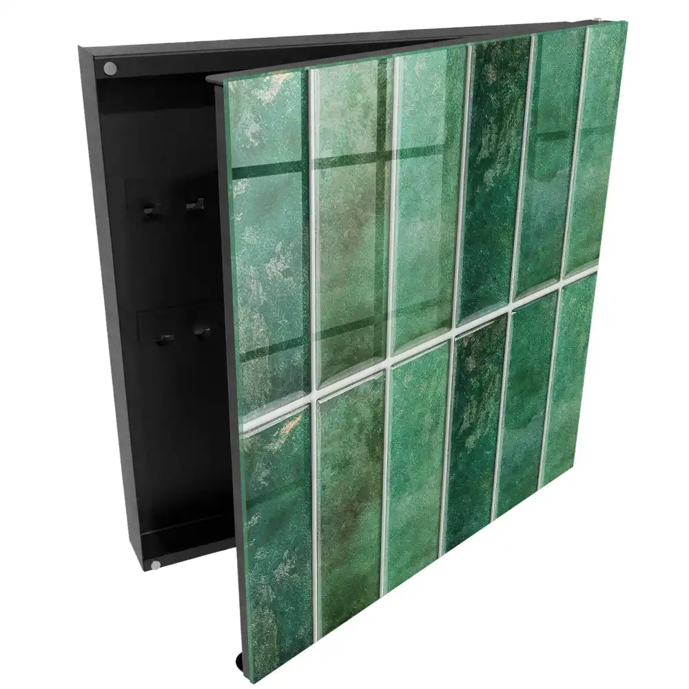 Armoire à clés nuances de vert dans d'élégants rectangles