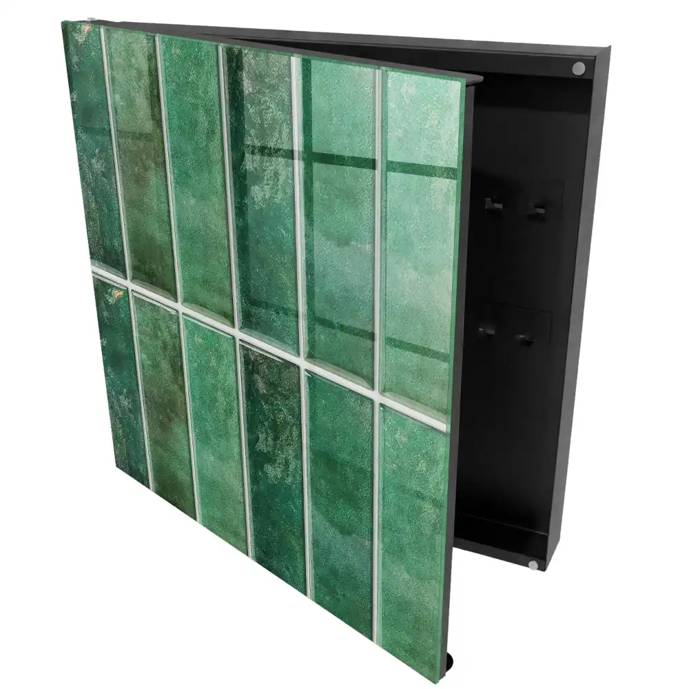 Armoire à clés nuances de vert dans d'élégants rectangles