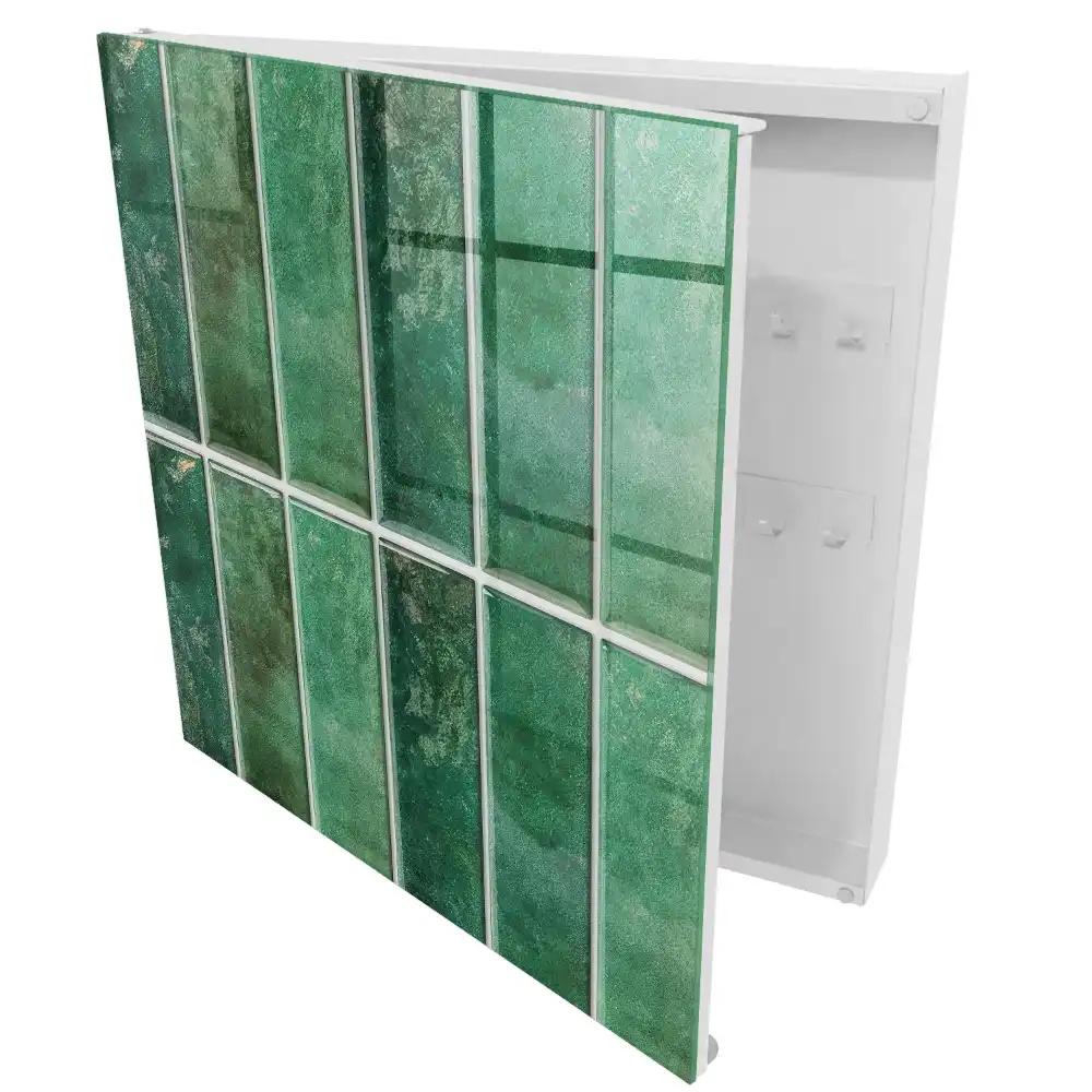 Armoire à clés nuances de vert dans d'élégants rectangles