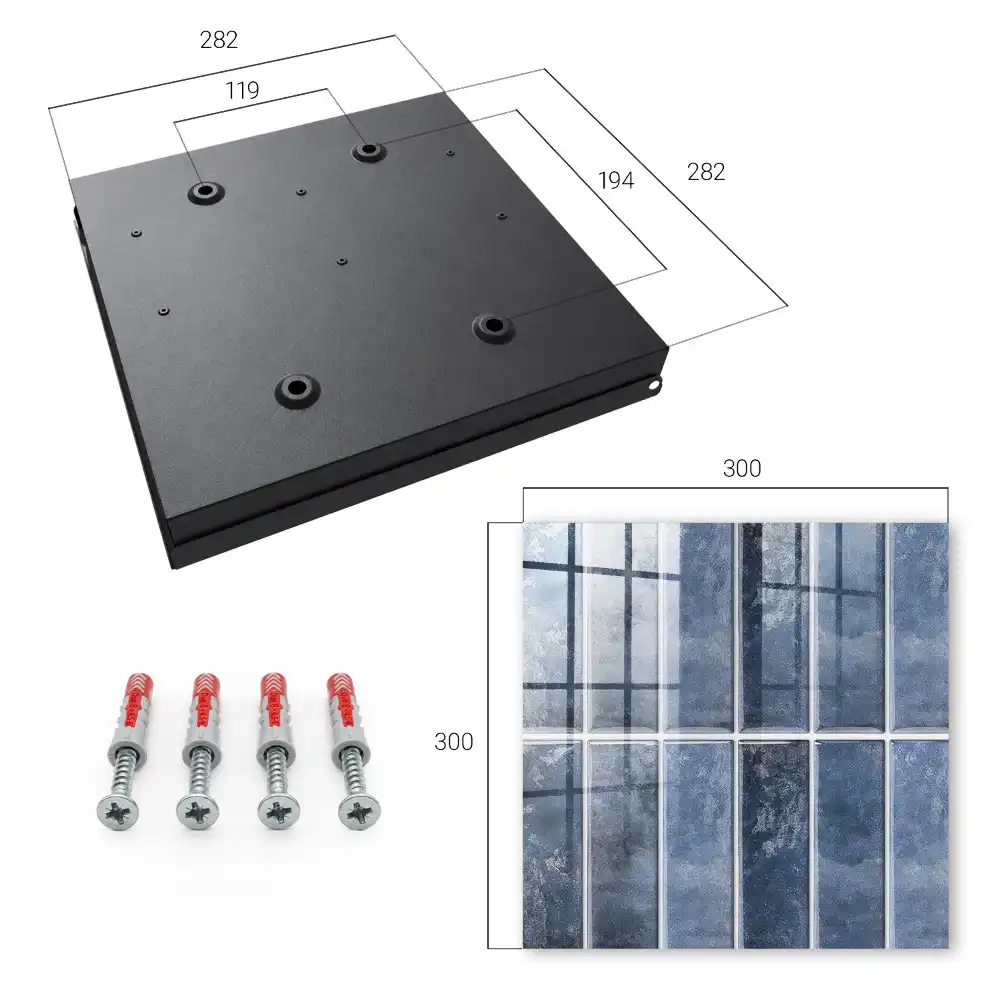 Boîte à clés murale des carreaux bleus disposés de manière géométrique