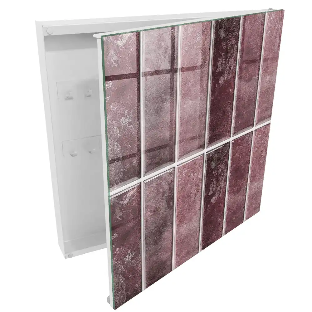 Armoire à clés carreaux bordeaux à la texture élégante