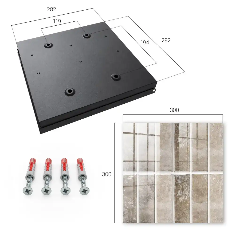 Boîte à clés murale des carreaux dans différentes nuances de gris et de brun