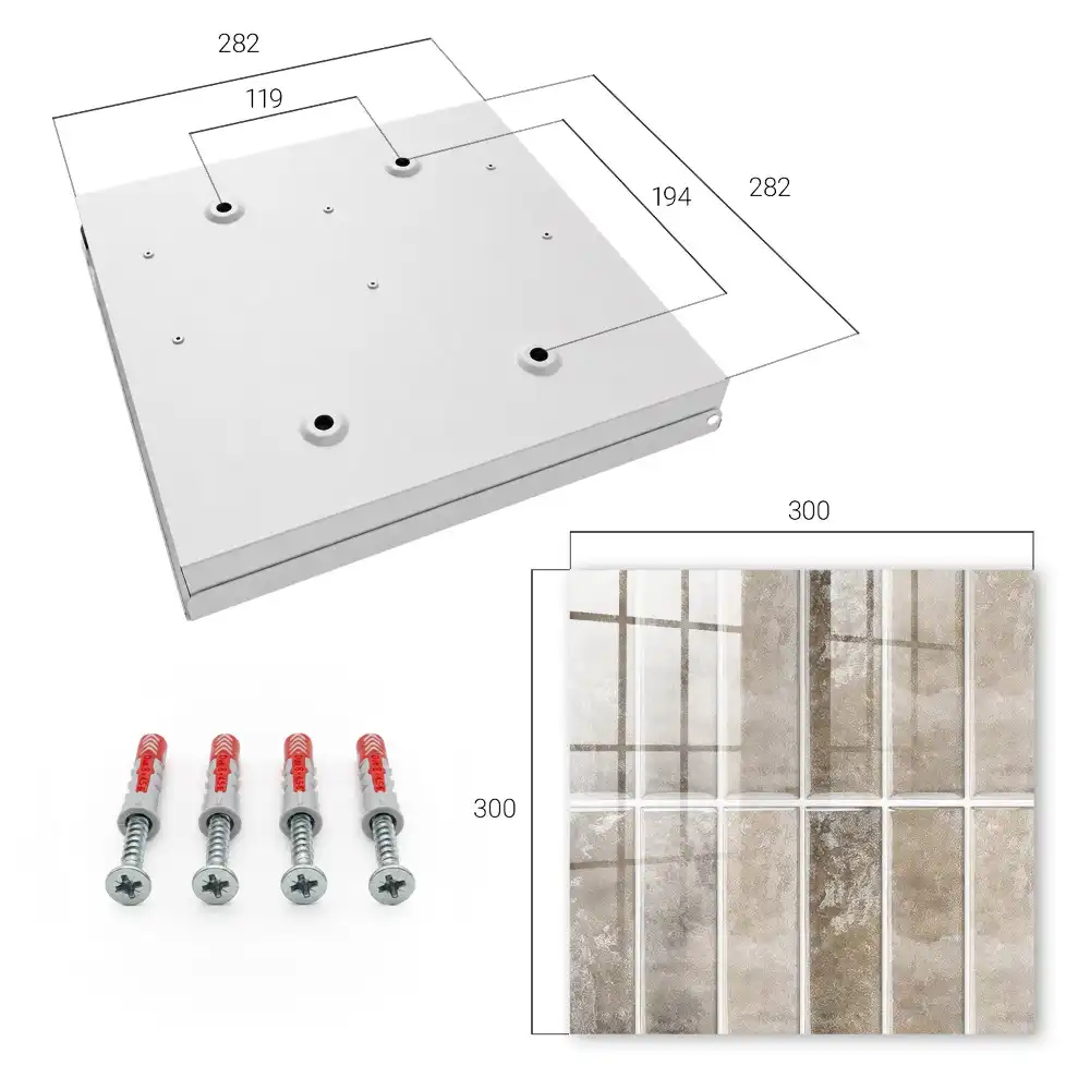 Boîte à clés murale des carreaux dans différentes nuances de gris et de brun