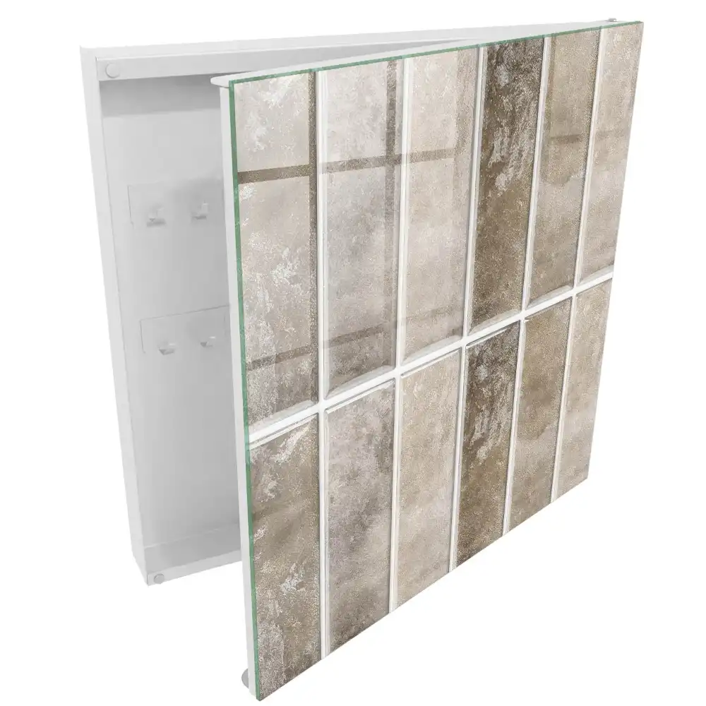 Boîte à clés murale des carreaux dans différentes nuances de gris et de brun