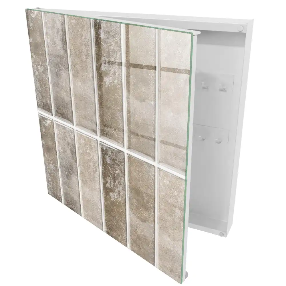 Boîte à clés murale des carreaux dans différentes nuances de gris et de brun
