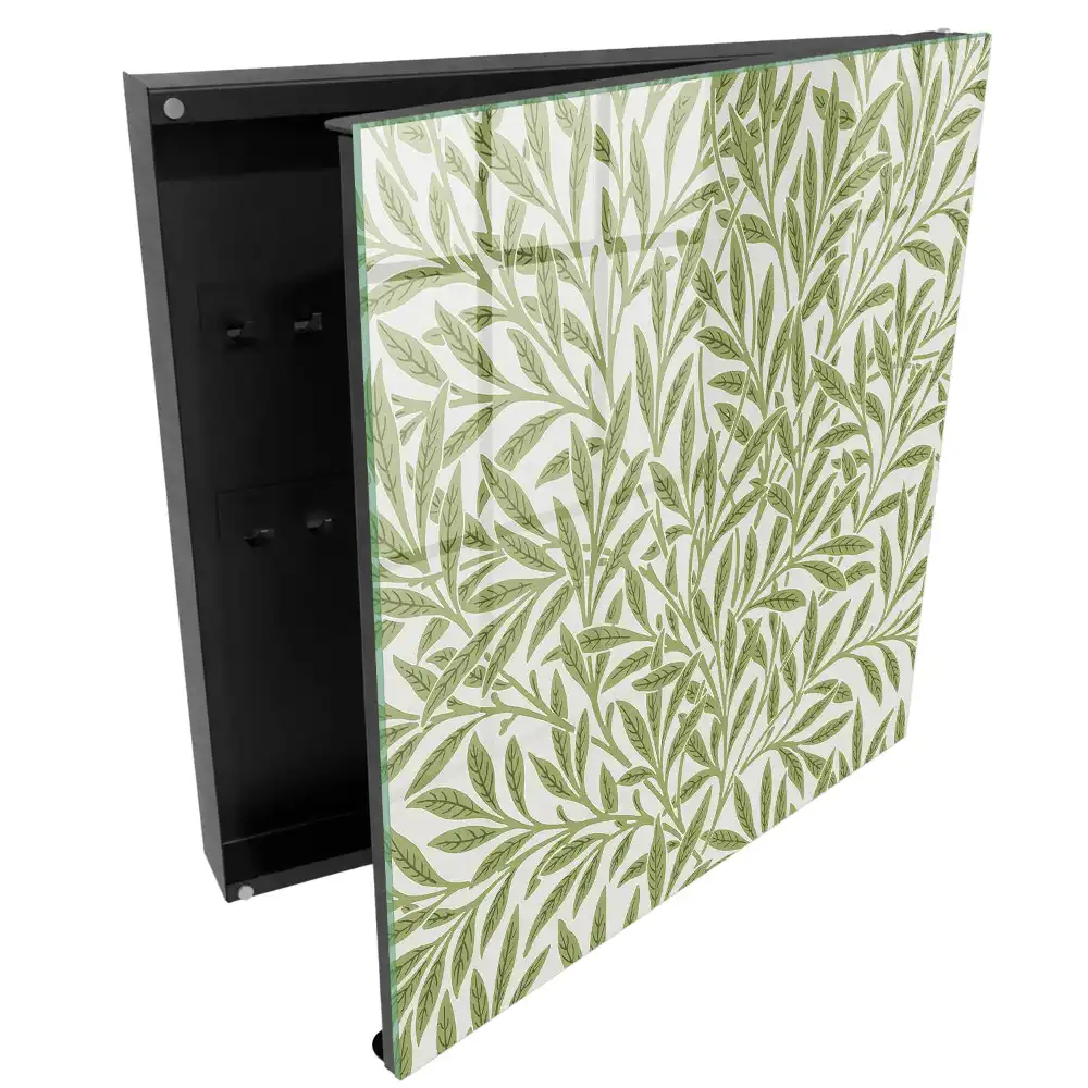 Armoire à clés feuilles vertes sur fond crème élégance