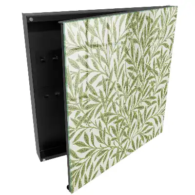 Armoire à clés feuilles vertes sur fond crème élégance