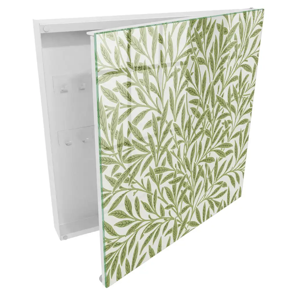 Armoire à clés feuilles vertes sur fond crème élégance