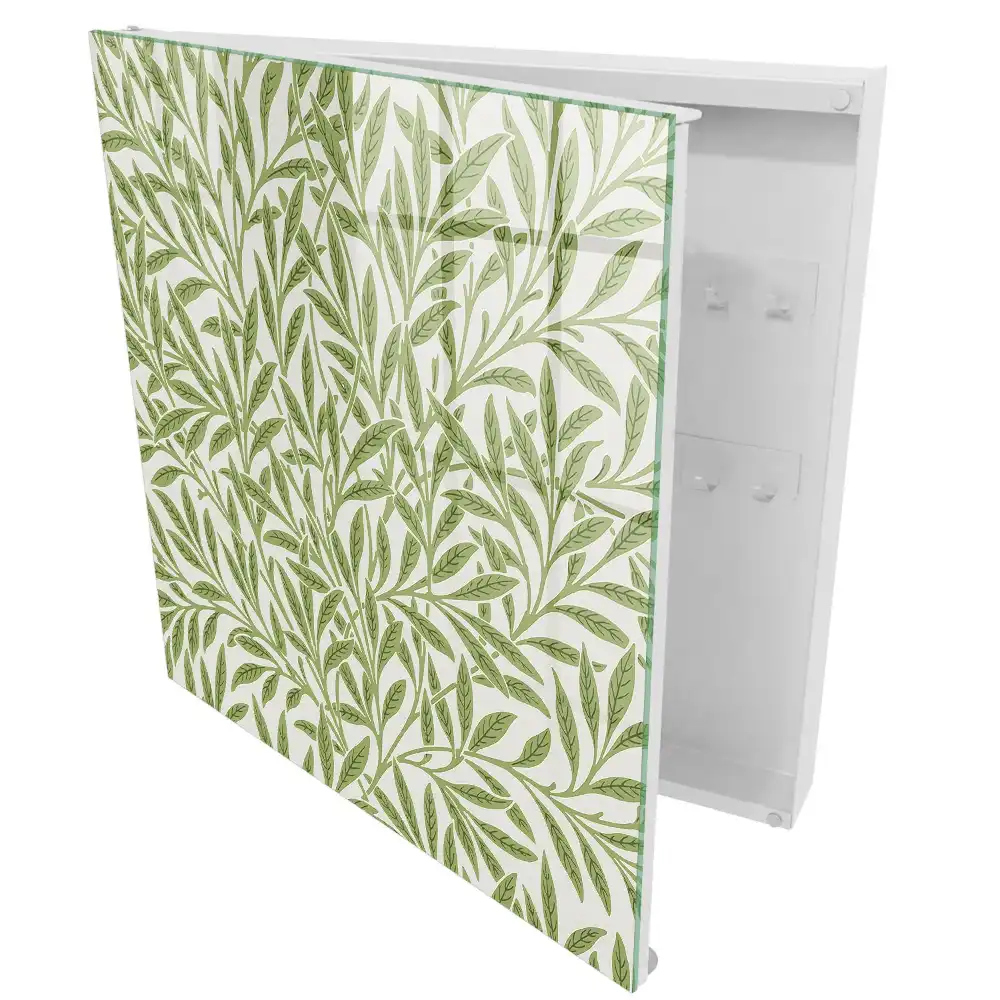Armoire à clés feuilles vertes sur fond crème élégance