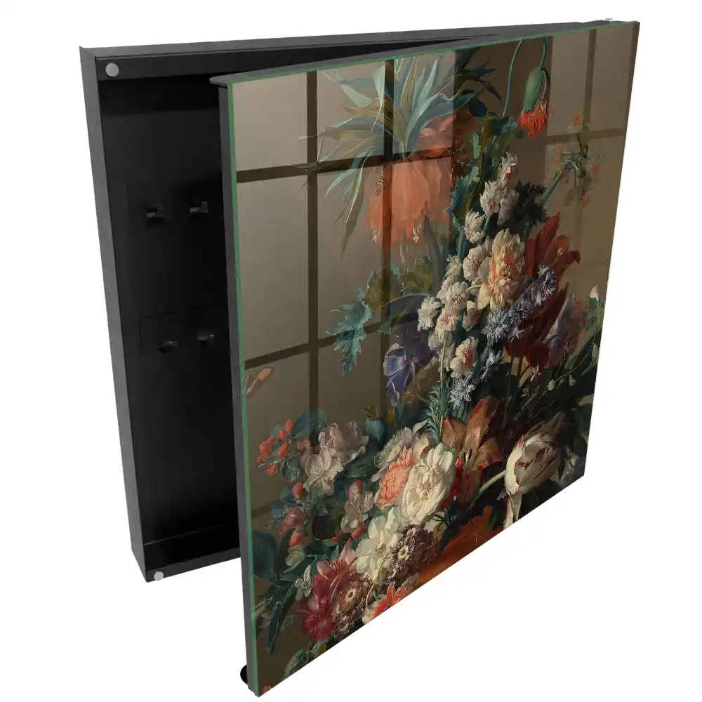 Boîte à clés murale des fleurs colorées dans un arrangement classique