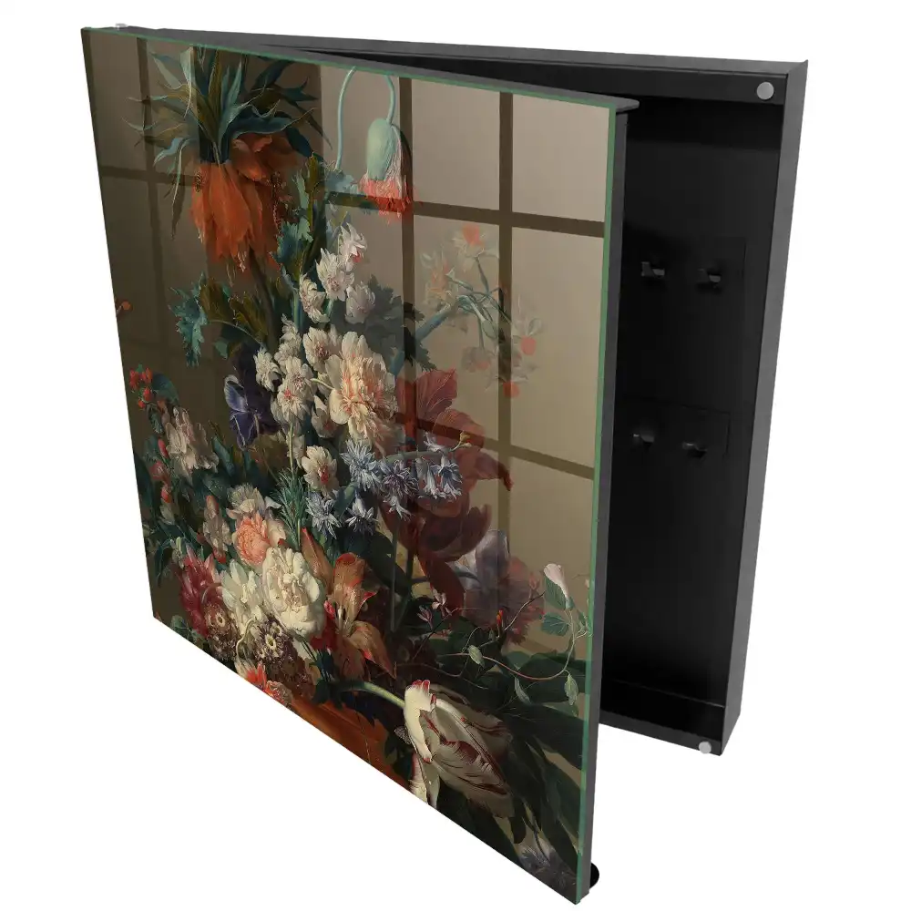 Boîte à clés murale des fleurs colorées dans un arrangement classique
