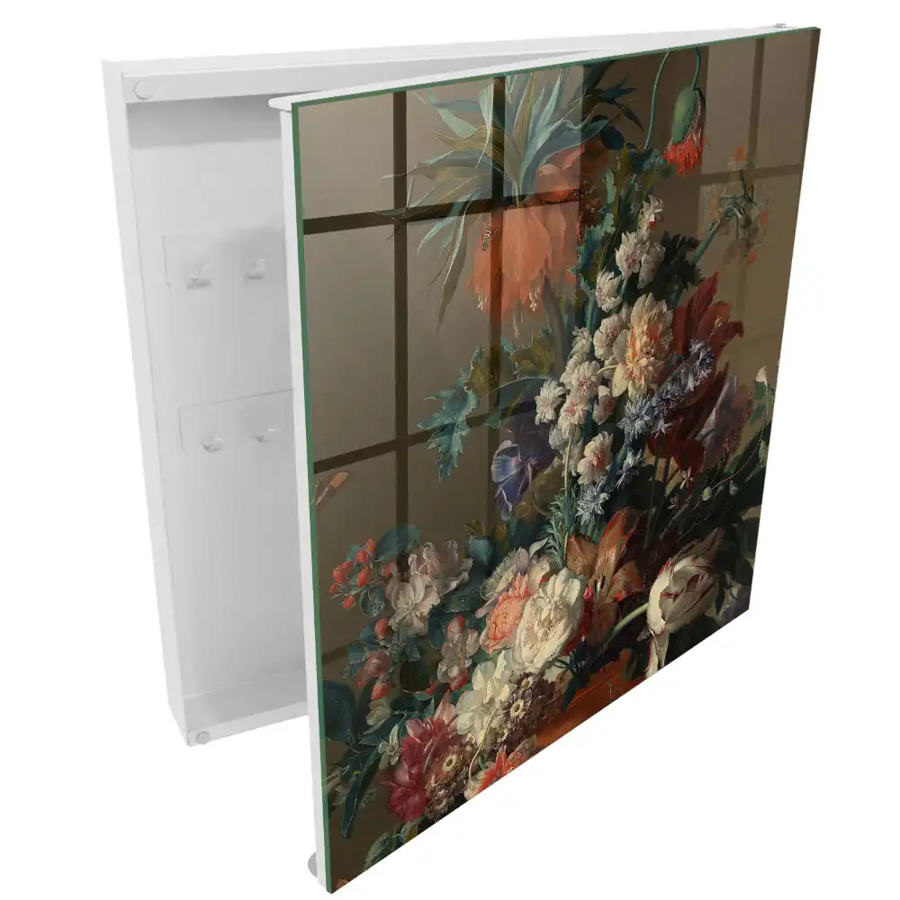 Boîte à clés murale des fleurs colorées dans un arrangement classique
