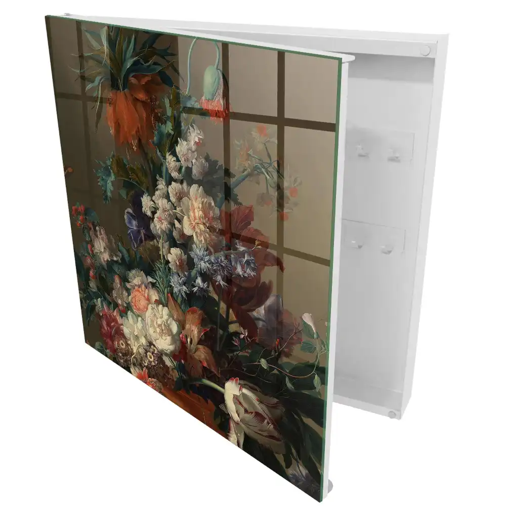 Boîte à clés murale des fleurs colorées dans un arrangement classique