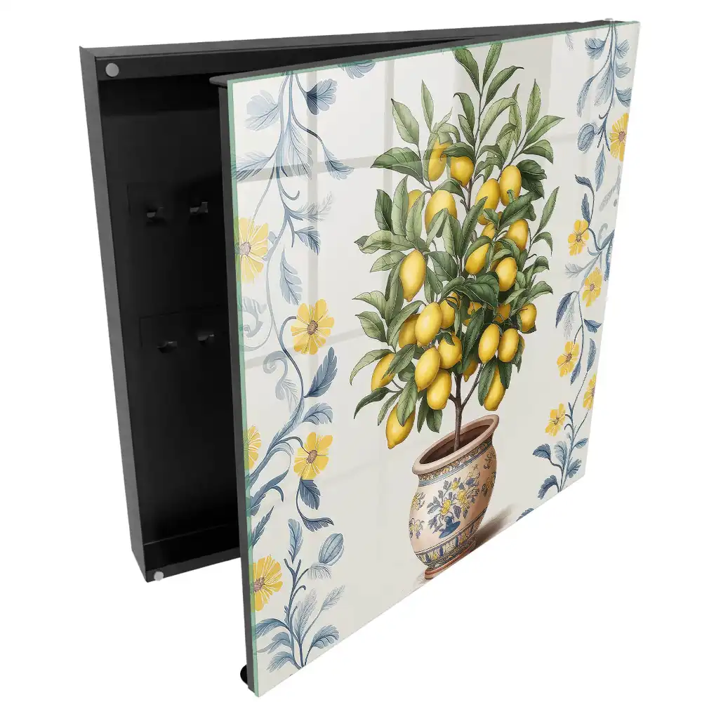 Boîte à clés motif de citron sur fond décoratif