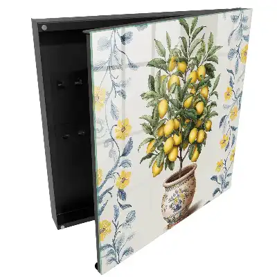 Boîte à clés motif de citron sur fond décoratif