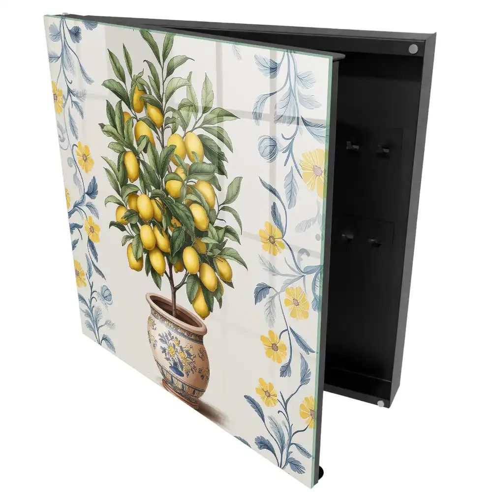 Boîte à clés motif de citron sur fond décoratif