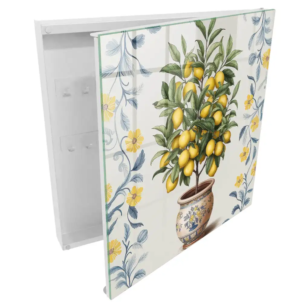 Boîte à clés motif de citron sur fond décoratif