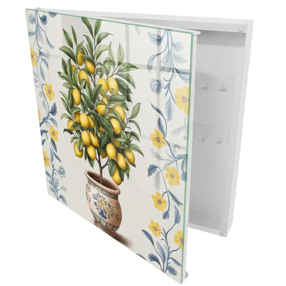 Boîte à clés motif de citron sur fond décoratif