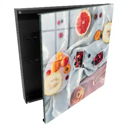 Boîte à clés murale des fruits sur un tissu aux couleurs tentantes