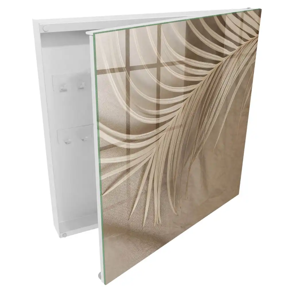Armoire à clés des couleurs neutres et des formes de feuilles organiques