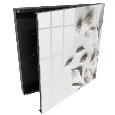 Armoire à clés feuilles délicates sur fond blanc