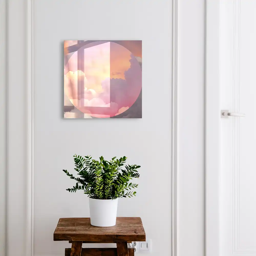 Boîte à clés des nuages ​​roses en cercle une aura romantique de délice