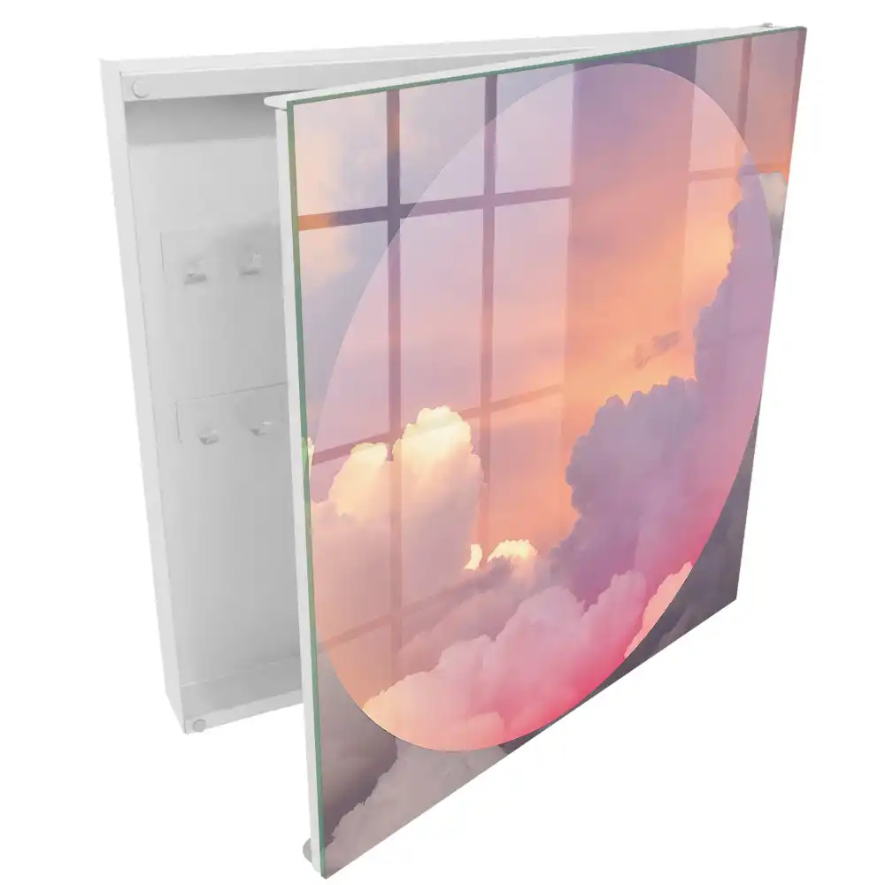 Boîte à clés des nuages ​​roses en cercle une aura romantique de délice