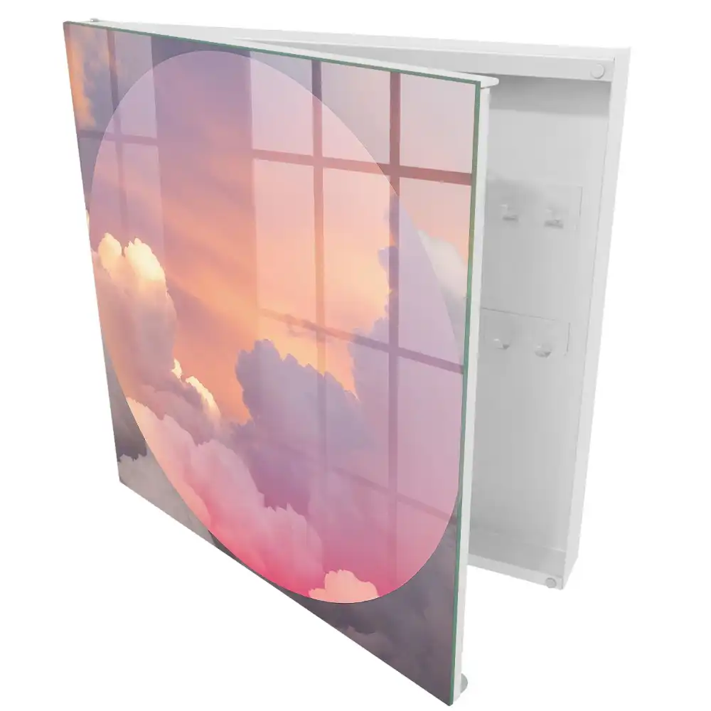 Boîte à clés des nuages ​​roses en cercle une aura romantique de délice